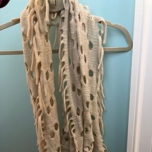 Tan fringe circle scarf
